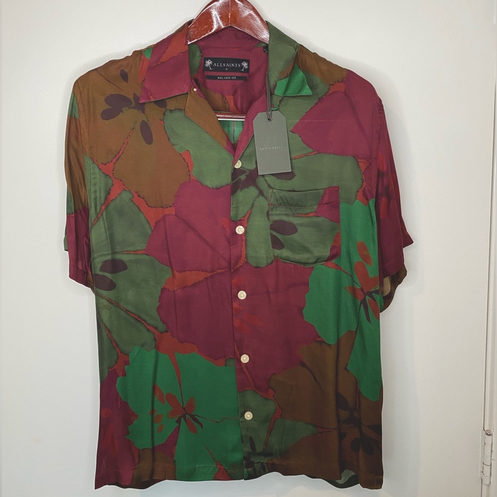 ALL SAINTS Mallorca Blurred Floral Print Shirt